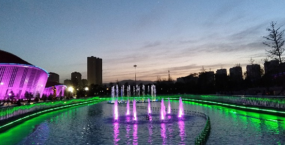 山西紅燈籠體育中心音樂噴泉